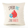 Housse de Coussin Premium diabète Version Blanc - Coton Canvas Fairtrade Beige Idée Cadeau Décoration Canapé