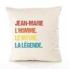Housse de Coussin Premium Jean-Marie Mythe Légende Vintage - Coton Canvas Fairtrade Beige Idée Cadeau Décoration Canapé 40x40