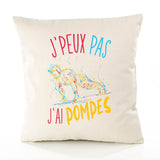 Housse de Coussin Premium Pompes Push-up Version Blanc - Coton Canvas Fairtrade Beige Idée Cadeau Décoration Canapé