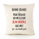 Housse de Coussin Premium Jean-Michel ça n'existe Pas Homme - Coton Canvas Fairtrade Beige Idée Cadeau Décoration Canapé 40x40
