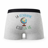 Caleçon Geographie - Humour Boxer Gris Passion Idée Cadeau