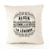 Housse de Coussin Premium Alicia Déesse légende Noire - Coton Canvas Fairtrade Beige Idée Cadeau Décoration Canapé
