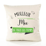 Housse de Coussin Premium Meilleur Mec de Tous Les Temps 2 - Coton Canvas Fairtrade Beige Idée Cadeau Décoration Canapé