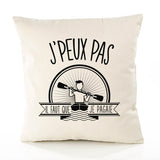 Housse de Coussin Premium Kayak pagayer Version Blanc - Coton Canvas Fairtrade Beige Idée Cadeau Décoration Canapé 40x40