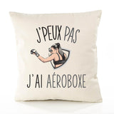 Housse de Coussin Premium aéroboxe Version Blanc - Coton Canvas Fairtrade Beige Idée Cadeau Décoration Canapé