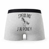 Caleçon Poney - Humour Boxer Gris Idée Cadeau Passion