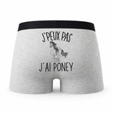 Caleçon Poney - Humour Boxer Gris Idée Cadeau Passion