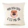 Housse de Coussin Premium Chow-Chow - Coton Canvas Fairtrade Beige Idée Cadeau Décoration Canapé