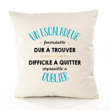 Housse de Coussin Premium Un Escaladeur Formidable - Coton Canvas Fairtrade Beige Idée Cadeau Décoration Canapé