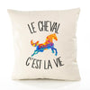 Housse de Coussin Premium Cheval - Coton Canvas Fairtrade Beige Idée Cadeau Décoration Canapé