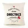 Housse de Coussin Premium Directrice d'amour - Coton Canvas Fairtrade Beige Idée Cadeau Décoration Canapé 40x40