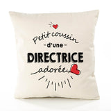 Housse de Coussin Premium Directrice d'amour - Coton Canvas Fairtrade Beige Idée Cadeau Décoration Canapé 40x40