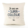 Housse de Coussin Premium Tim Un Super Collègue - Coton Canvas Fairtrade Beige Idée Cadeau Décoration Canapé