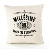 Housse de Coussin Premium 1993 Millésime Grand cru - Coton Canvas Fairtrade Beige Idée Cadeau Décoration Canapé