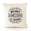 Housse de Coussin Premium MÉLANIE Déesse légende Noire - Coton Canvas Fairtrade Beige Idée Cadeau Décoration Canapé