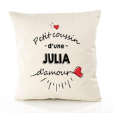 Housse de Coussin Premium Julia d'amour - Coton Canvas Fairtrade Beige Idée Cadeau Décoration Canapé 40x40