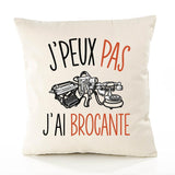 Housse de Coussin Premium brocante Version Blanc - Coton Canvas Fairtrade Beige Idée Cadeau Décoration Canapé