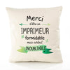 Housse de Coussin Premium Merci Imprimeur Inoubliable - Coton Canvas Fairtrade Beige Idée Cadeau Décoration Canapé