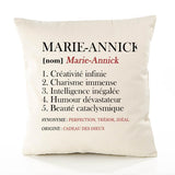 Housse de Coussin Premium Marie-Annick Définition - Coton Canvas Fairtrade Beige Idée Cadeau Décoration Canapé