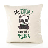 Housse de Coussin Premium Elina Pas Touche Panda - Coton Canvas Fairtrade Beige Idée Cadeau Décoration Canapé 40x40