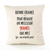Housse de Coussin Premium Younès ça n'existe Pas Homme - Coton Canvas Fairtrade Beige Idée Cadeau Décoration Canapé