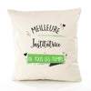 Housse de Coussin Premium Institutrice Meilleure Temps Femme - Coton Canvas Fairtrade Beige Idée Cadeau Décoration Canapé 40x40
