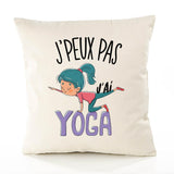 Housse de Coussin Premium Yoga Version Blanc - Coton Canvas Fairtrade Beige Idée Cadeau Décoration Canapé