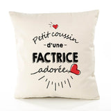 Housse de Coussin Premium Factrice d'amour - Coton Canvas Fairtrade Beige Idée Cadeau Décoration Canapé 40x40