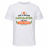 Maillot de Sport Homme Meilleur Chocolatier Super Pouvoir Cadeau Anniversaire Noël Fête des Pères T-Shirt Respirant Polyester