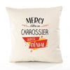 Housse de Coussin Premium Merci Carrossier Génial - Coton Canvas Fairtrade Beige Idée Cadeau Décoration Canapé