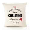 Housse de Coussin Premium Christine d'amour - Coton Canvas Fairtrade Beige Idée Cadeau Décoration Canapé 40x40