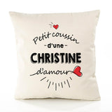 Housse de Coussin Premium Christine d'amour - Coton Canvas Fairtrade Beige Idée Cadeau Décoration Canapé 40x40