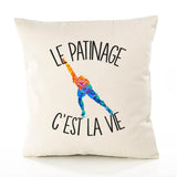 Housse de Coussin Premium Patinage - Coton Canvas Fairtrade Beige Idée Cadeau Décoration Canapé