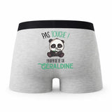 Caleçon Geraldine Pas Touche Panda - Humour Boxer Gris Idée Cadeau