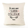 Housse de Coussin Premium Tessa Une Super Collègue - Coton Canvas Fairtrade Beige Idée Cadeau Décoration Canapé