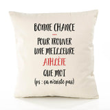 Housse de Coussin Premium Athlète ça n'existe Pas - Coton Canvas Fairtrade Beige Idée Cadeau Décoration Canapé