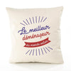 Housse de Coussin Premium Déménageur Meilleur Monde - Coton Canvas Fairtrade Beige Idée Cadeau Décoration Canapé