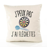 Housse de Coussin Premium flechettes Version Blanc - Coton Canvas Fairtrade Beige Idée Cadeau Décoration Canapé