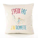Housse de Coussin Premium Trompette kopia Version Blanc - Coton Canvas Fairtrade Beige Idée Cadeau Décoration Canapé