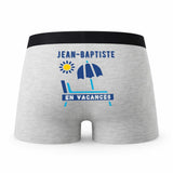 Caleçon Jean-Baptiste en Vacances - Humour Boxer Gris Idée Cadeau