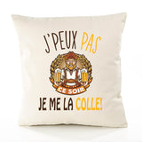 Housse de Coussin Premium Cuite bière Alcool Version Blanc - Coton Canvas Fairtrade Beige Idée Cadeau Décoration Canapé