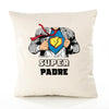 Housse de Coussin Premium Super Padre - Coton Canvas Fairtrade Beige Idée Cadeau Décoration Canapé