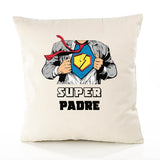 Housse de Coussin Premium Super Padre - Coton Canvas Fairtrade Beige Idée Cadeau Décoration Canapé