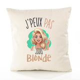 Housse de Coussin Premium Blonde Version Blanc - Coton Canvas Fairtrade Beige Idée Cadeau Décoration Canapé