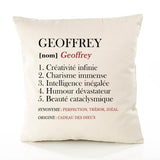 Housse de Coussin Premium Geoffrey Définition - Coton Canvas Fairtrade Beige Idée Cadeau Décoration Canapé