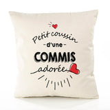 Housse de Coussin Premium Commis d'amour - Coton Canvas Fairtrade Beige Idée Cadeau Décoration Canapé 40x40