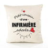 Housse de Coussin Premium Infirmiere d'amour - Coton Canvas Fairtrade Beige Idée Cadeau Décoration Canapé 40x40