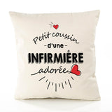 Housse de Coussin Premium Infirmiere d'amour - Coton Canvas Fairtrade Beige Idée Cadeau Décoration Canapé 40x40