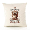 Housse de Coussin Premium Lou Chouette Grain - Coton Canvas Fairtrade Beige Idée Cadeau Décoration Canapé 40x40