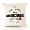 Housse de Coussin Premium Magicienne d'amour - Coton Canvas Fairtrade Beige Idée Cadeau Décoration Canapé 40x40
